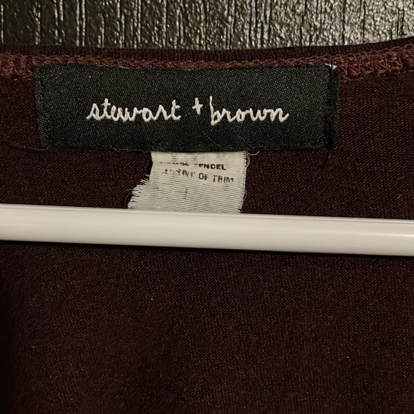 L Stewart and brown burgundy top with lining and draped neckline front and back - Picture 3 of 4